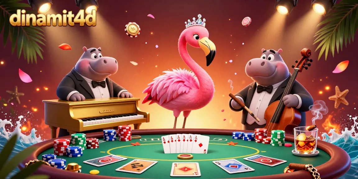 Engage with dinamit4d gameplay through this vibrant illustration showcasing dynamic casino elements and characters.