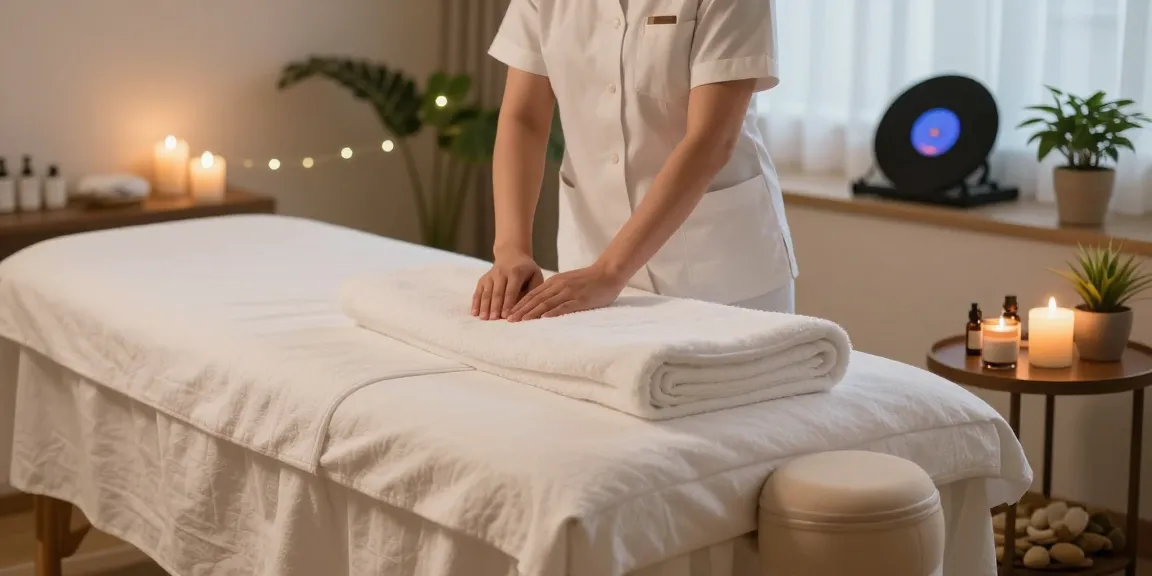 신촌출장마사지 therapy session setup with massage table and calming atmosphere.