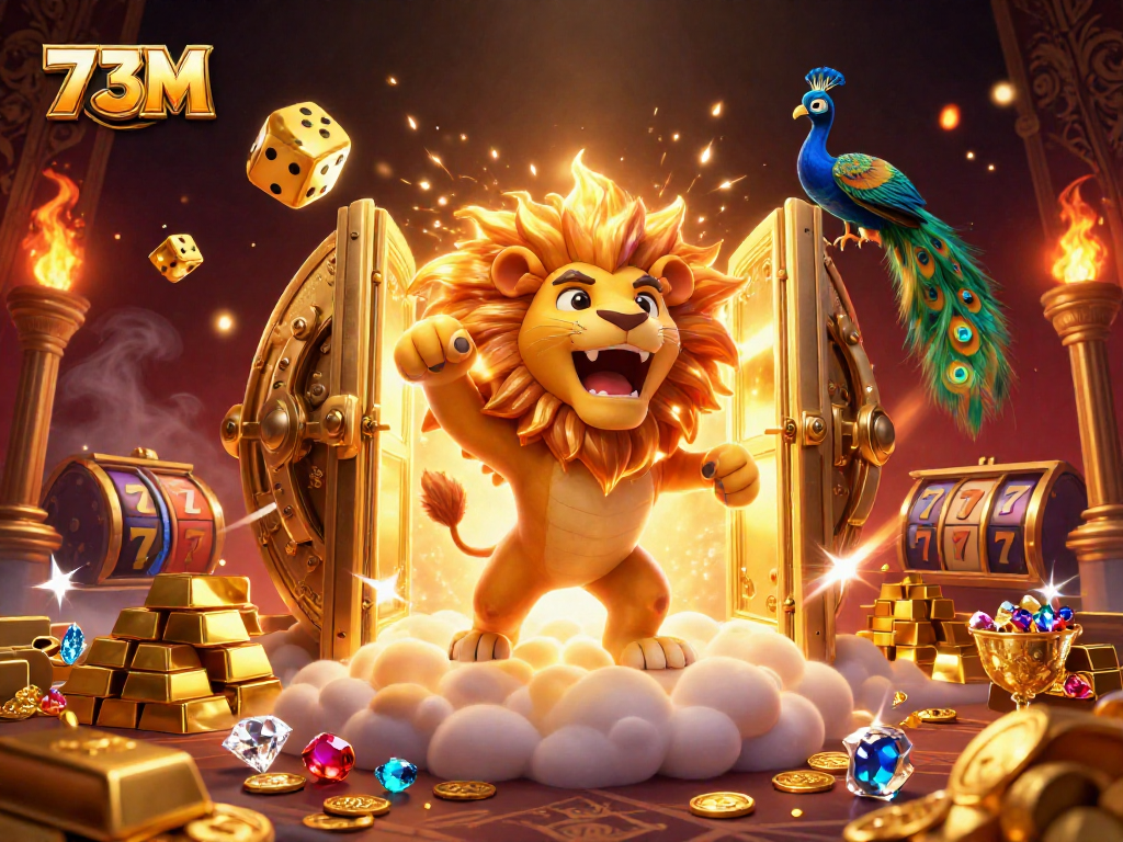 Ganhe grandes prêmios em 73M com um leão de sol e rolos de caça-níqueis em um mundo dourado.