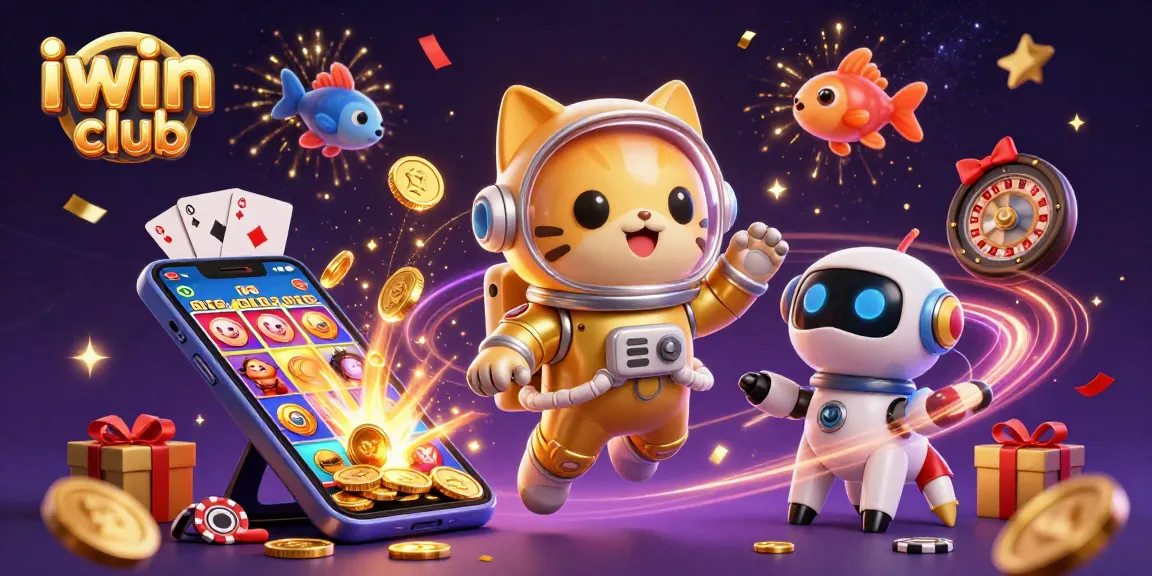 Engage with iwin club: colorful slots and winning opportunities depicted in space.