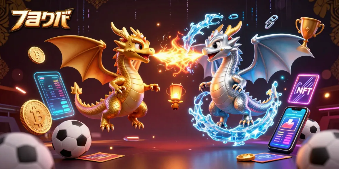 Engage in แทงบอล with vibrant sports-themed dragons and dynamic gaming elements in a 3D illustration.