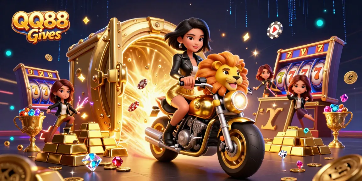 Experience the thrill of QQ88 Gives with dynamic casino action, showcasing vibrant gaming elements and exciting visuals.