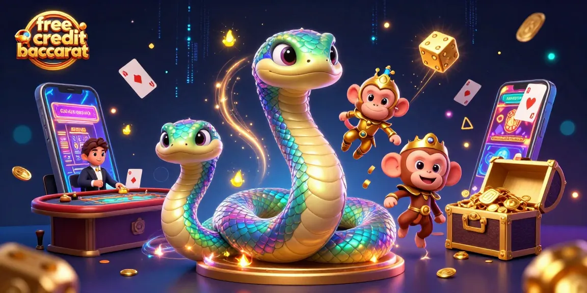 Engage in exciting free credit baccarat action with vibrant characters and casino elements.
