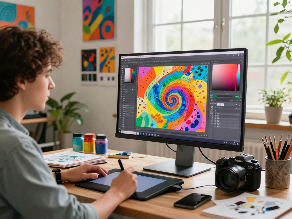 Using the paint-bucket tool for vibrant color fills in a creative digital workspace.