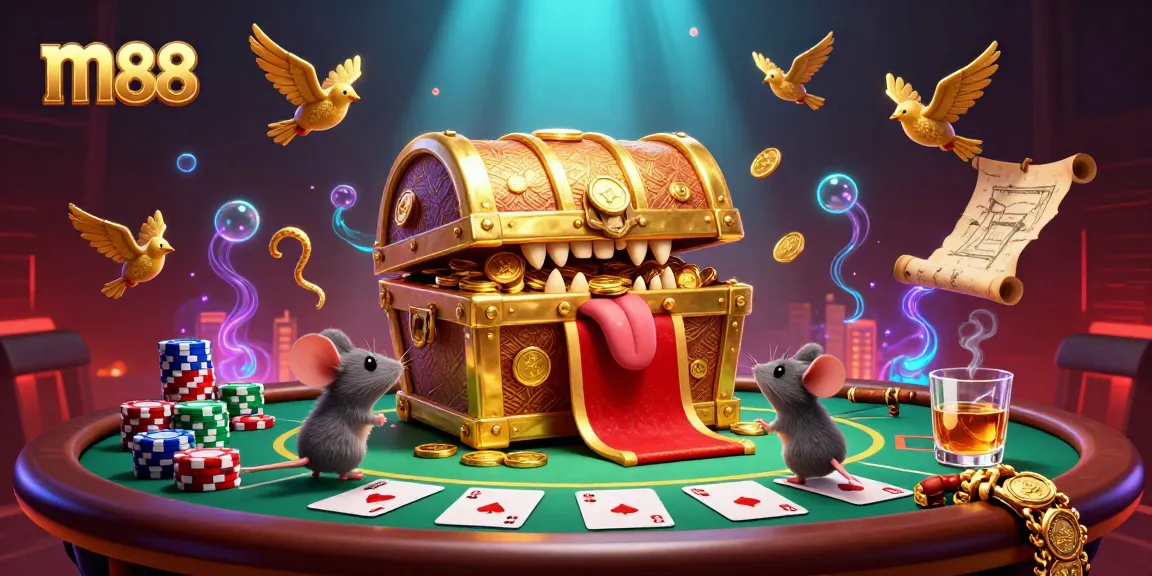 Bet big with m88 at a lively poker scene featuring elements of excitement and riches.