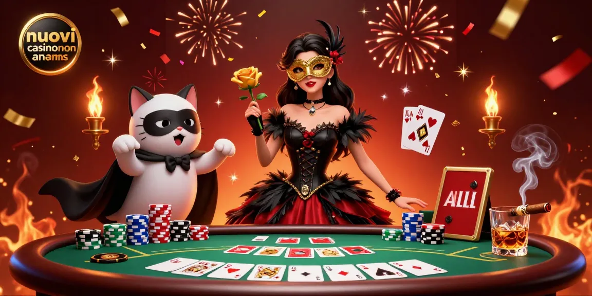 Scena coinvolgente di una donna straordinaria che rappresenta i nuovi casino non AAMS in mezzo a elementi vibranti di casinò.