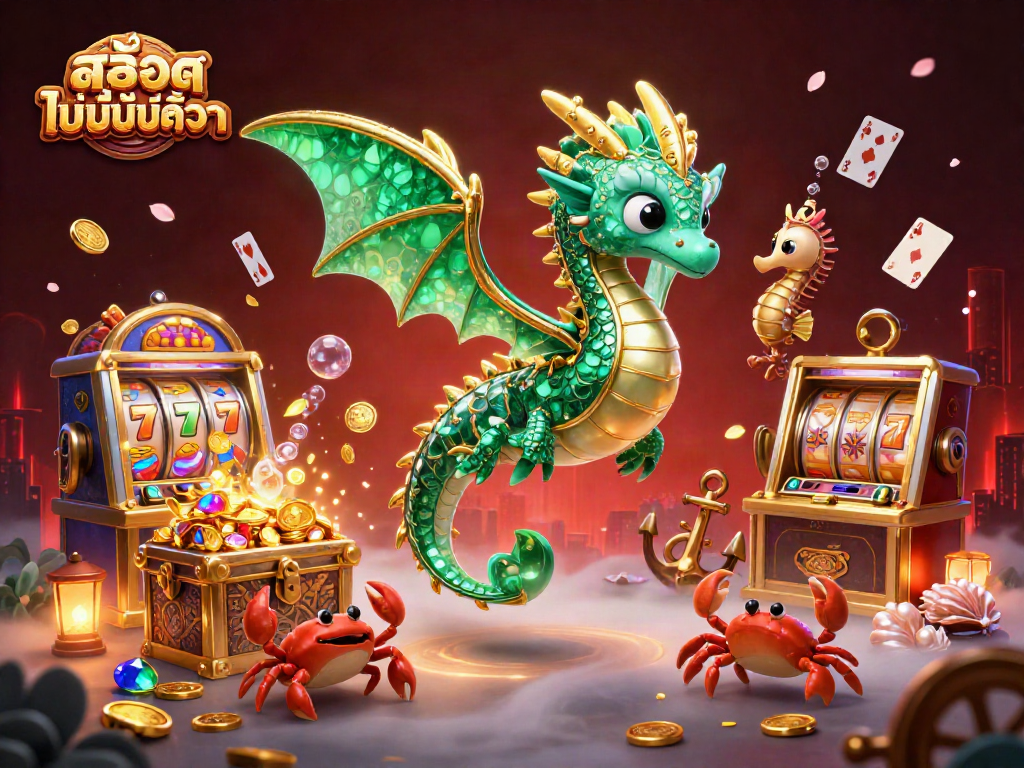 Experience สล็อตไม่มีขั้นต่ำ at an animated underwater casino scene with treasure elements and gaming excitement.