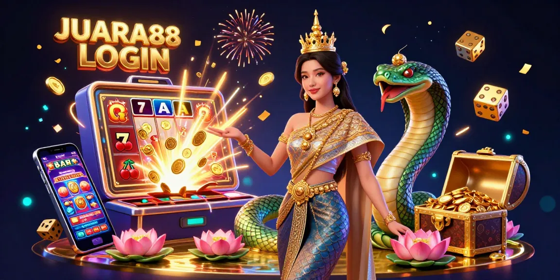 Experience the excitement of JUARA88 LOGIN through this vibrant 3D casino scene filled with dynamic elements.