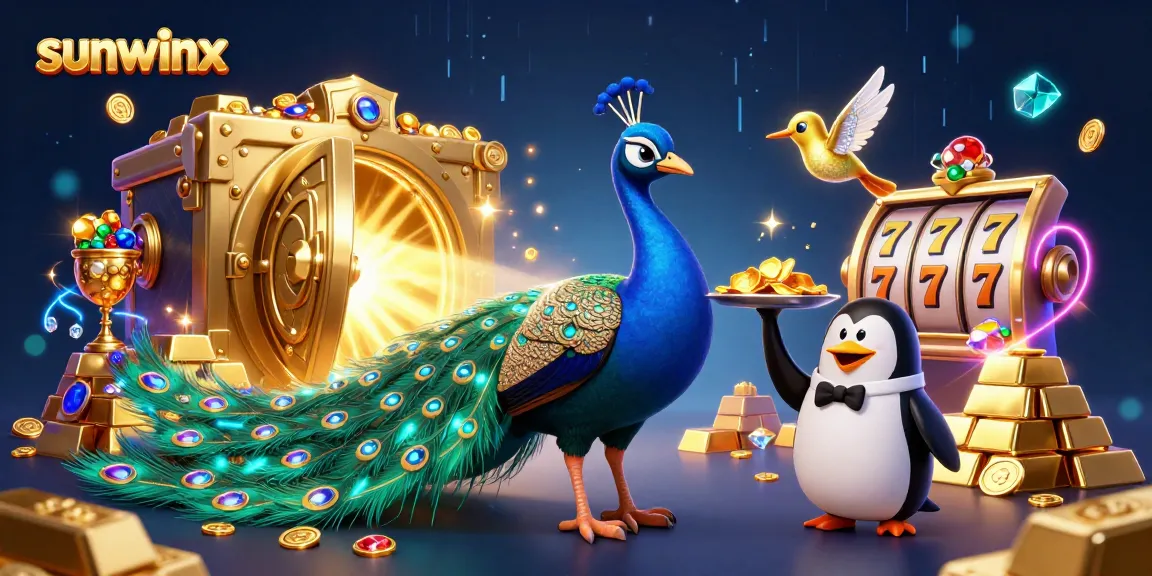Engage with sunwinx in this vibrant 3D casino scene filled with splendid gems and golden riches.