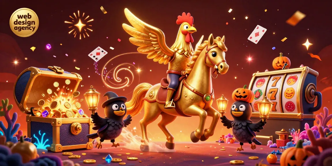 Engaging branding visual for a web design agency focused on captivating casino experiences with vibrant characters.