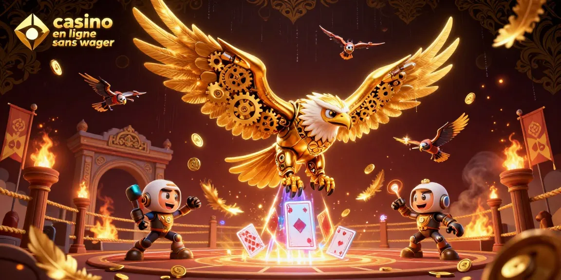 Expérimentez l'excitation du casino en ligne sans wager avec cette illustration dynamique de jeux et d'adrénaline.