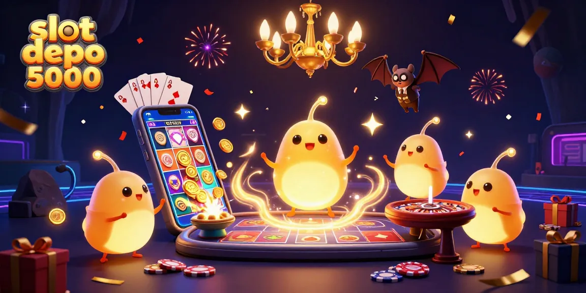 Experience thrilling wins with slot depo 5000 featuring vibrant casino elements and energetic characters.