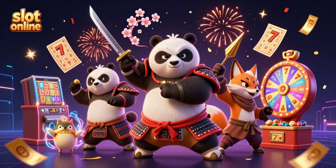 Menggali kesempatan di slot online dengan panda samurai dan rubah ninja dalam suasana festival.