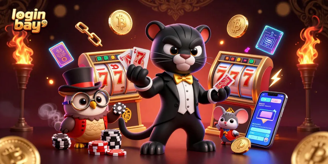 Join the fun at login bayi toto togel, featuring a stylish panther dealing cards in a dynamic casino scene.