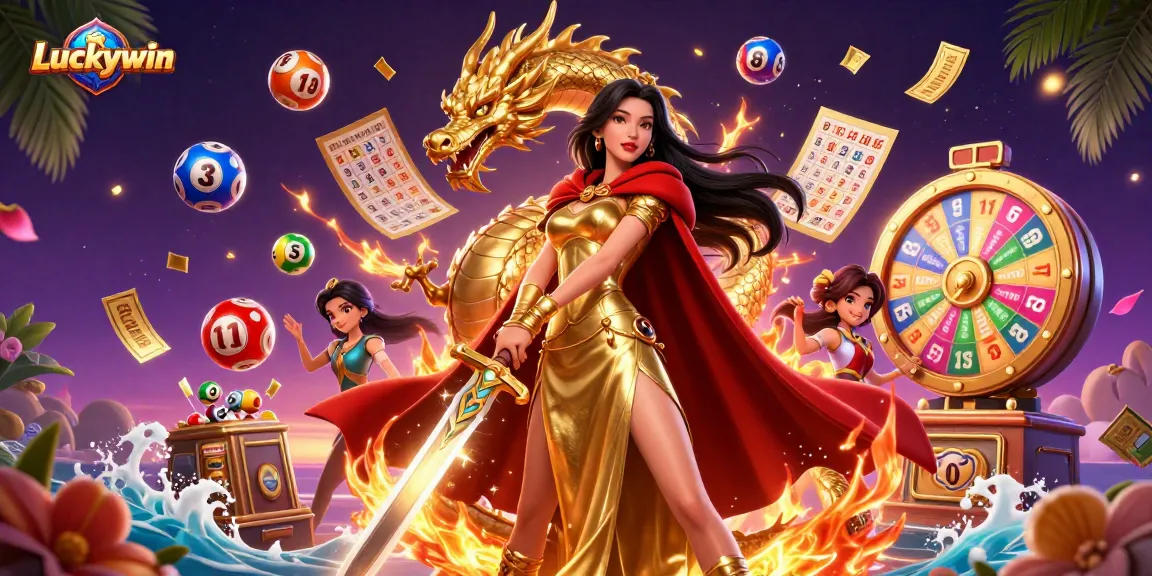 Engage with Luckywin's thrilling games, featuring a captivating warrior queen and dynamic lottery elements.