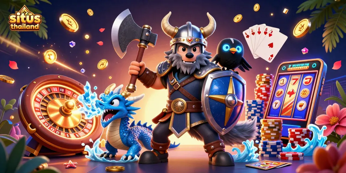 Situs Thailand features an engaging scene with dynamic characters and casino elements, enhancing the gaming experience.