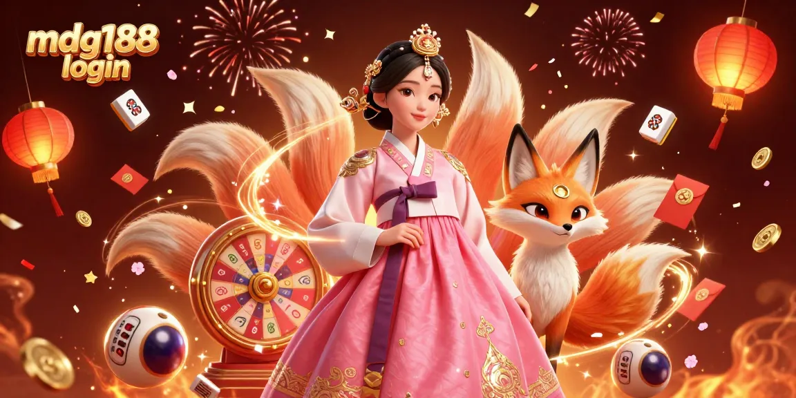 Play and win with mdg188 login in this vibrant lottery-themed digital illustration.
