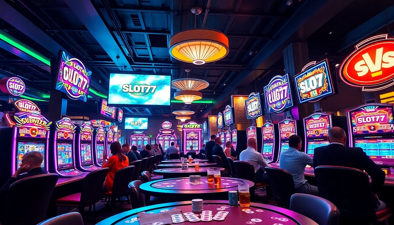 Menangkan hadiah besar di Slot77 dengan suasana kasino yang cerah dan penuh semangat.