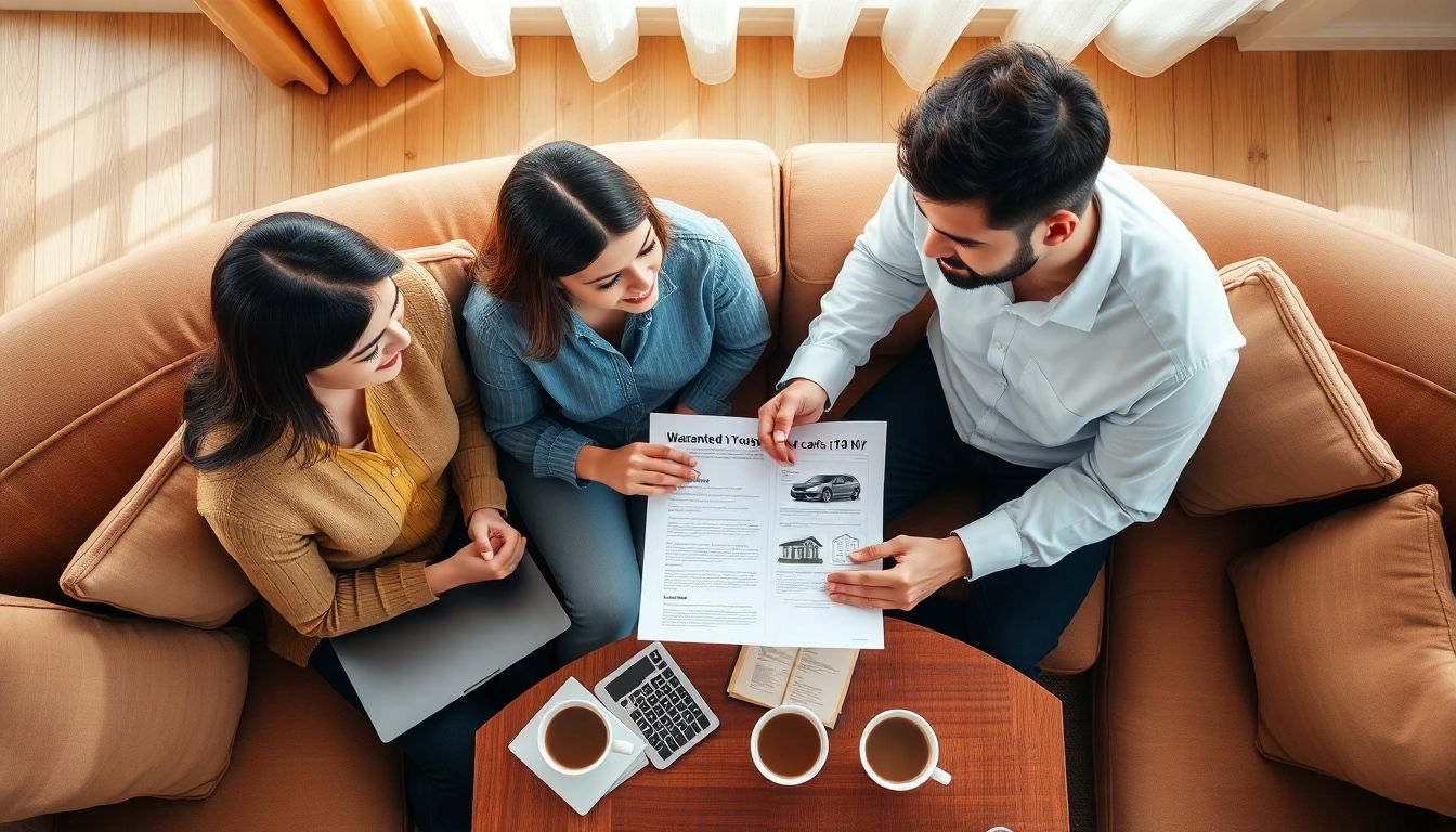 Families exploring extended warranty for cars and homes in a comfortable setting.