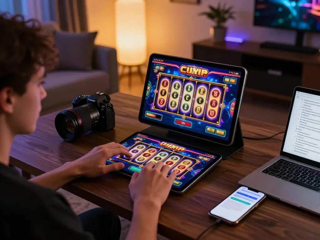 Engaging gameplay on alexis77 casino app with vibrant slot machine display at home.