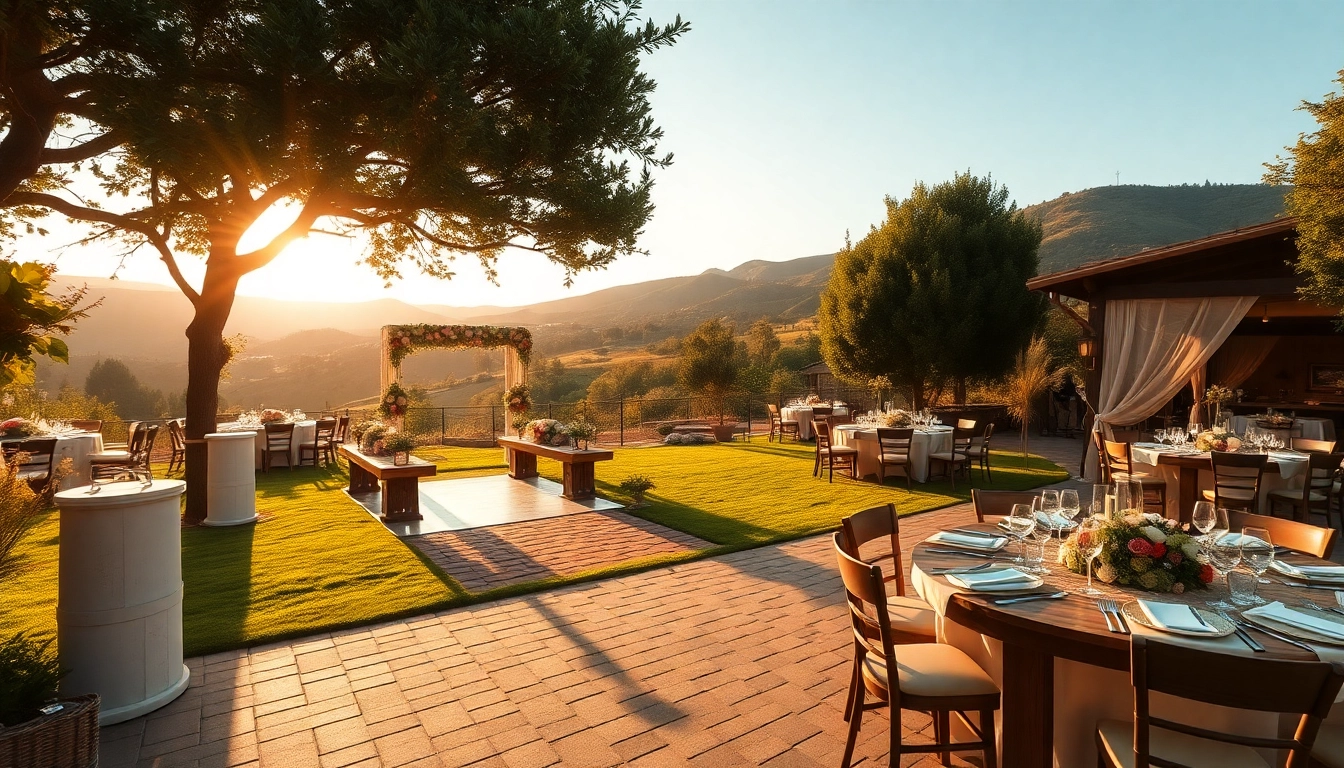 Beautiful wedding venue northern California with floral decorations and serene landscape