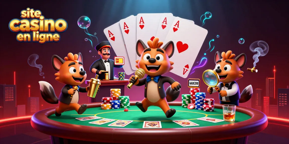 Vivez l'excitation sur le site casino en ligne avec cette illustration des hyènes dans un club de casino