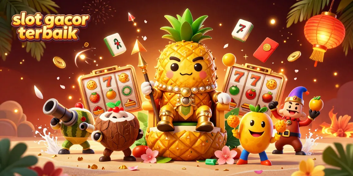 Gbracelet slot gacor terbaik menampilkan raja nanas emas dan elemen slot menarik di kasino pantai