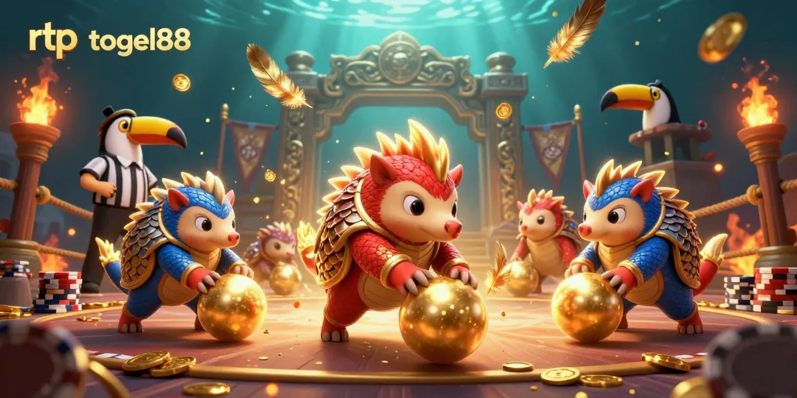 Experience the thrill of rtp togel88 with dynamic pangolins bowling through poker chips in a vibrant casino scene.