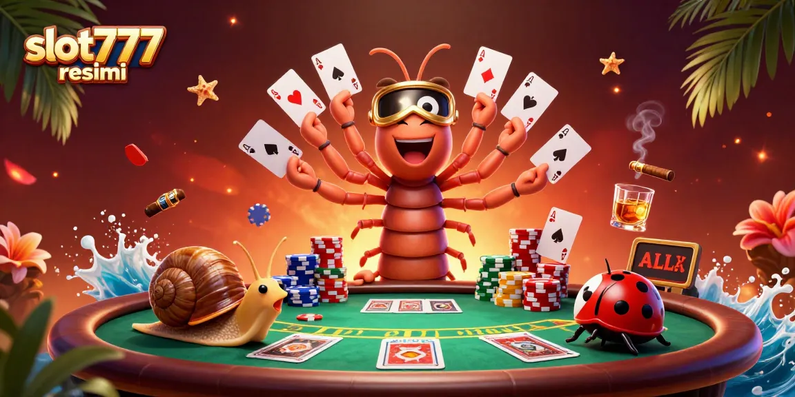 Exciting scene of slot777 resmi featuring cartoon characters in vibrant casino atmosphere.