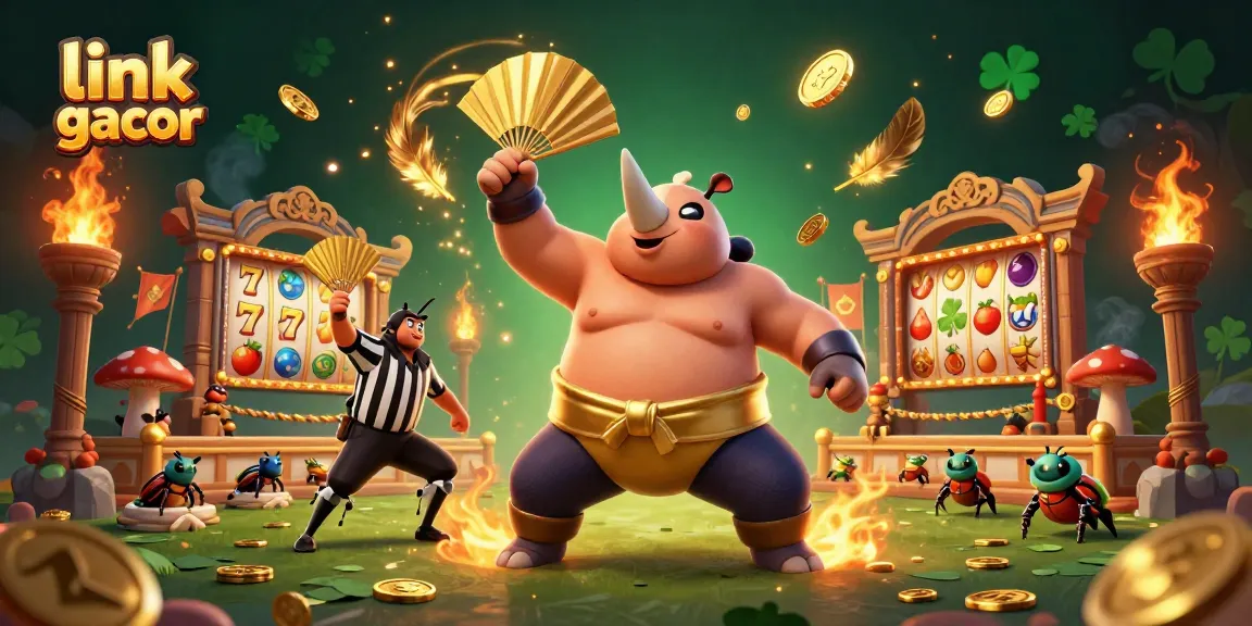 Experience thrilling wins with link slot gacor in an action-packed 3D casino scene.