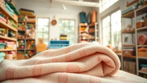 Fleece stof met zachte textuur gepresenteerd in een creatieve omgeving.