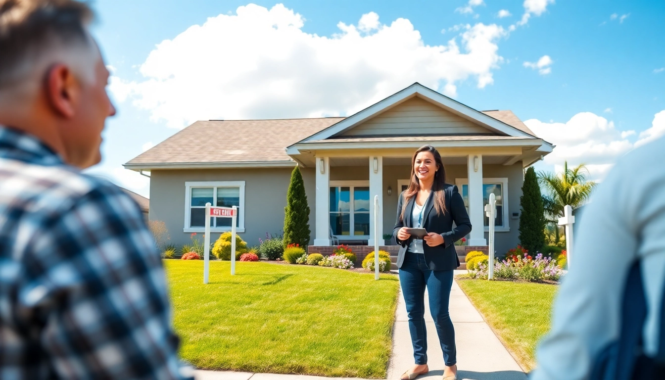 Engage with Real Estate opportunities in a vibrant open house scene featuring a welcoming agent.