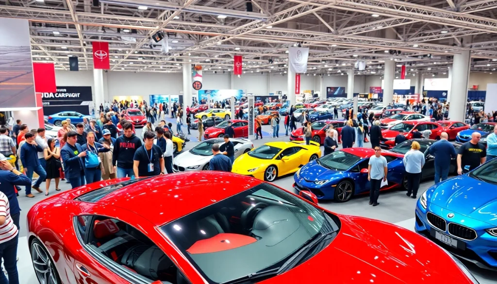 Visitors admiring vehicles at an exciting Auto Cars Show, showcasing modern designs.