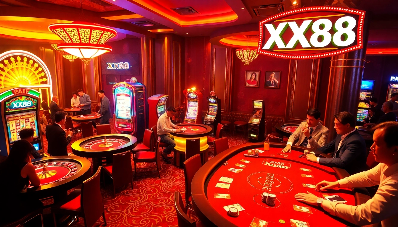 Experience the thrill of gambling at Nhà cái XX88 with players winning at the roulette and poker tables.