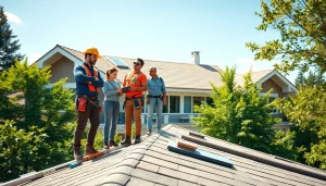 Showcase of high-quality roofing solutions installation by a professional team on a modern home.