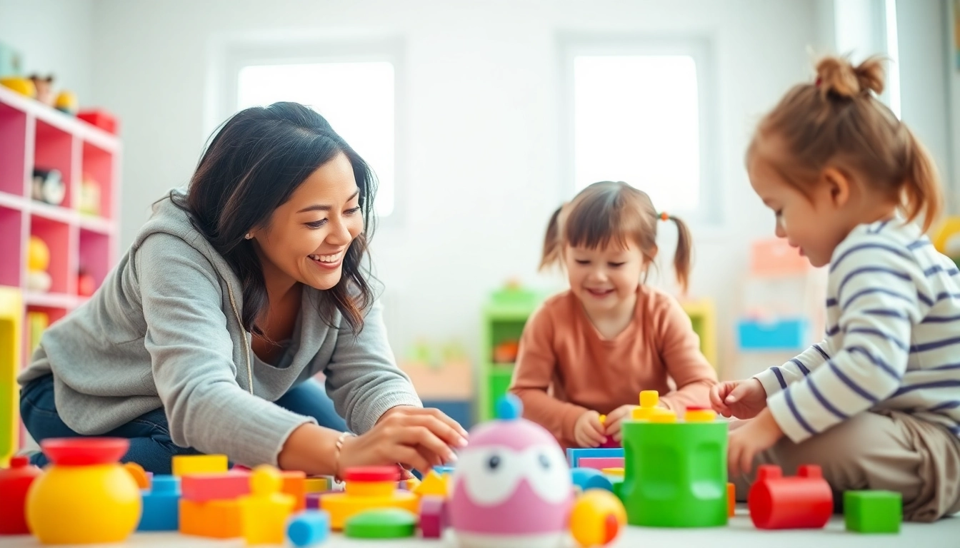 Nanny Visa Dubai requirements and details with a caring nanny interacting with children.