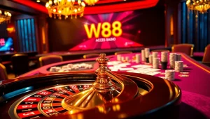 Trải nghiệm hành động cá cược đầy hồi hộp với liên kết truy cập W88 mới nhất, đi kèm bàn casino sang trọng và các chip poker sống động.
