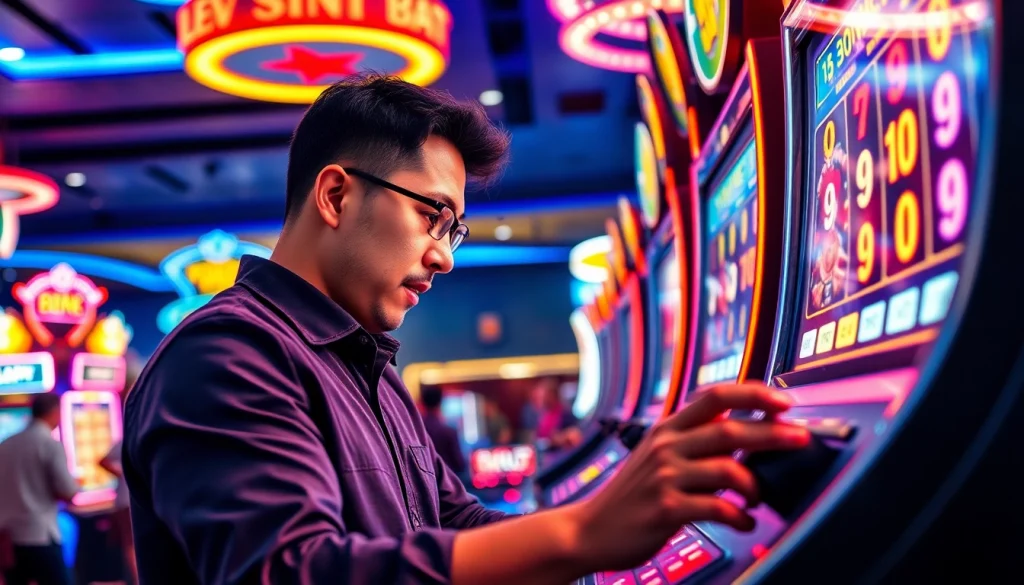 Menang besar dengan slot bet 50 perak di mesin slot yang penuh warna.