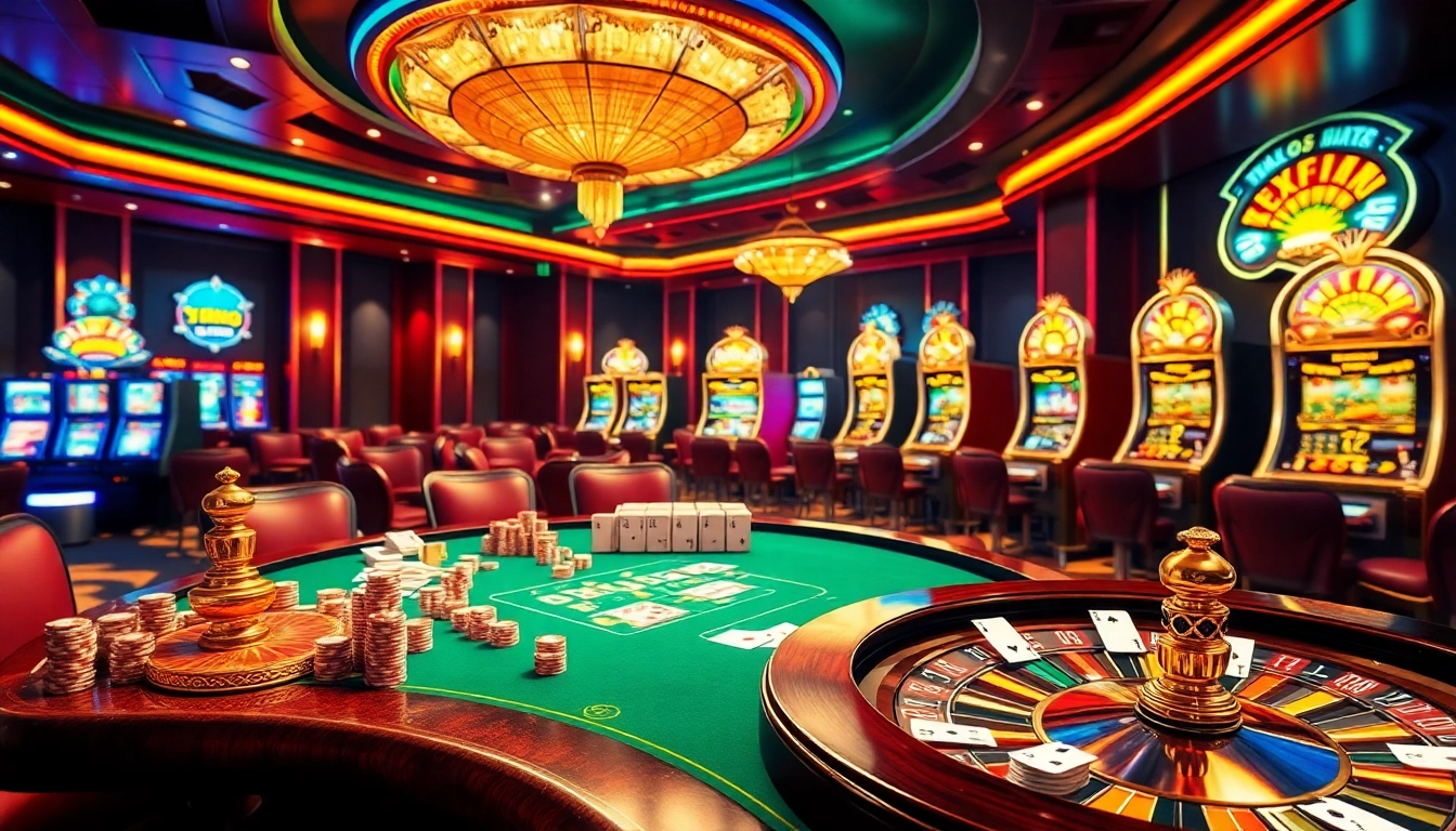 Experience the thrill of gambling with 상품권카드 at a luxurious casino, featuring poker, roulette, and vibrant slot machines.
