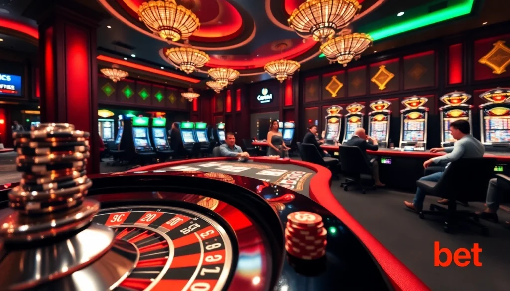 Experience the thrill of gambling at link 188bet with vibrant casino tables and engaging players.
