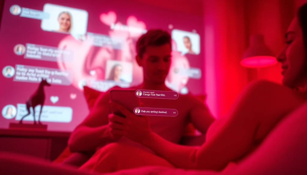 Engaging visual of sex chat AI platform interface showcasing playful conversations and AI characters.