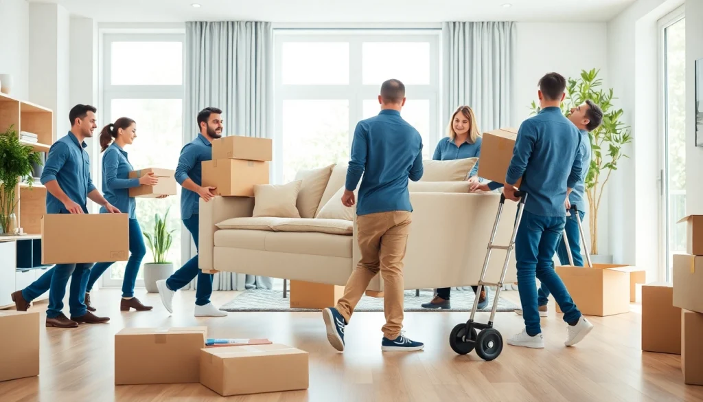 Expert movers coordinating a seamless relocation for a Vancouver moving company in a bright, modern home.
