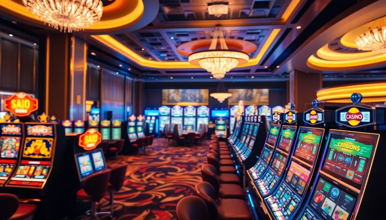 Engaging online casinos for South Carolina showcasing vibrant gaming activities and luxurious environment.