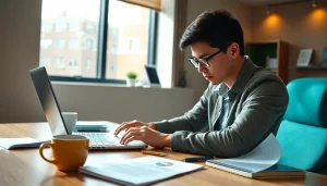 Engaging job search scene showcasing organized workspace emphasizing the Job Search process.