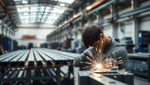 Elevate your project with custom steel fabrication showcasing skilled craftsmanship in a vibrant workshop.