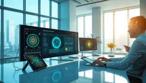 Engaging professional using nano banana pro in a modern tech workspace, showcasing AI creativity.