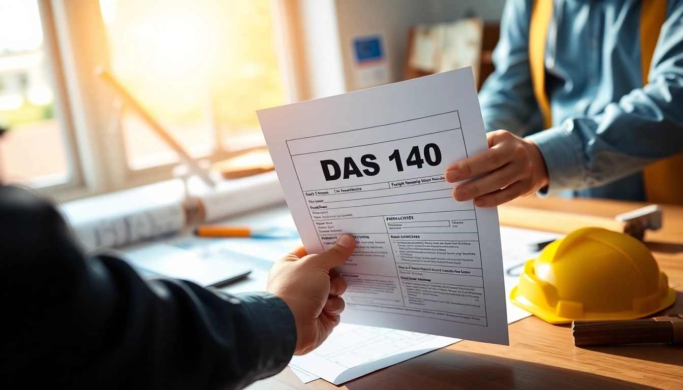 Analyze the DAS 140 form in a professional setting for public works compliance.