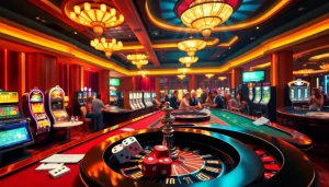 Experience vibrant gaming action with link alternatif seven77 at a bustling casino floor.