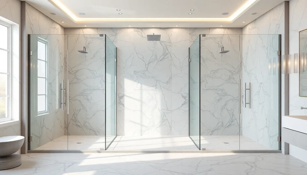 Showcasing elegant sunney shower doors in a luxurious bathroom environment.