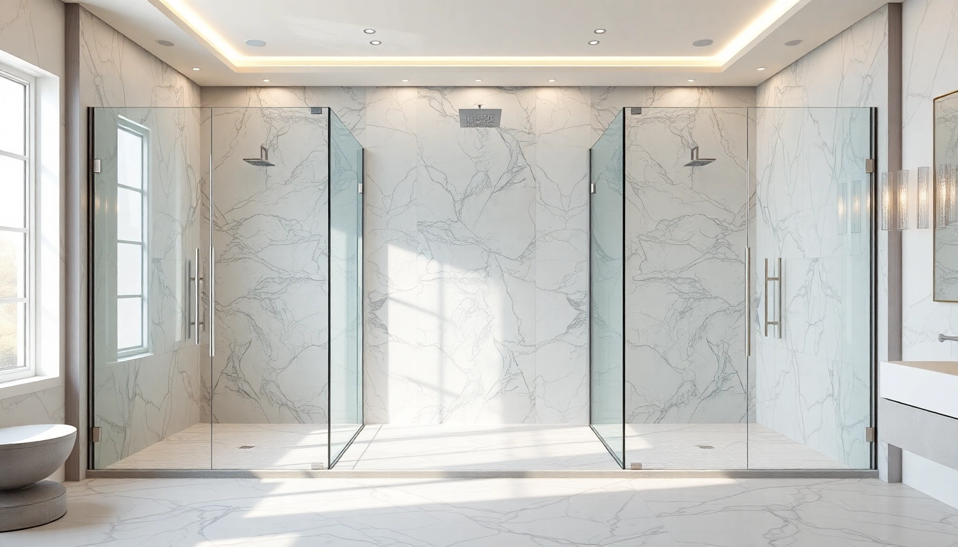 Showcasing elegant sunney shower doors in a luxurious bathroom environment.
